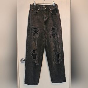 BDG Black Distressed Wide Leg Jeans